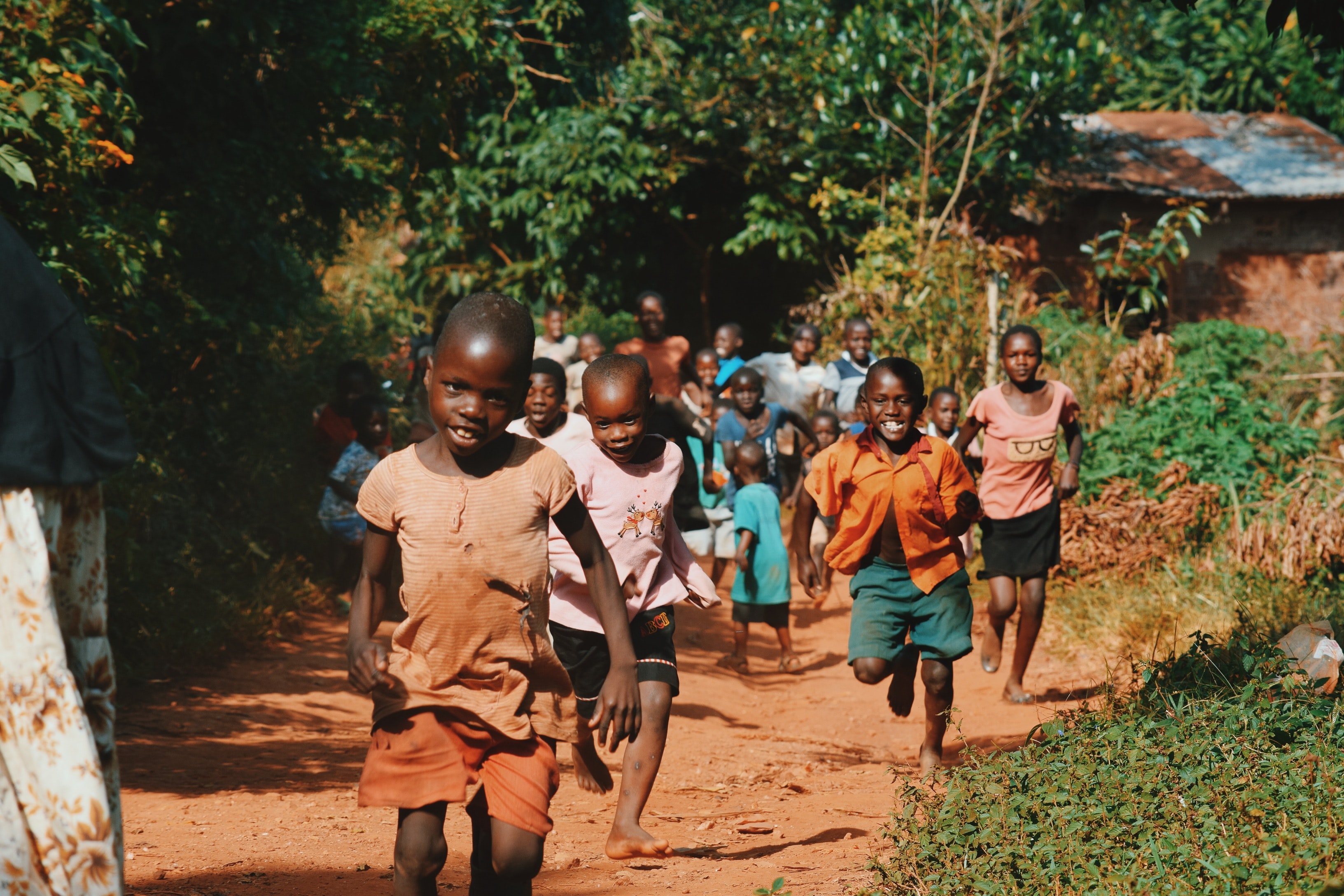 Children running in Africa